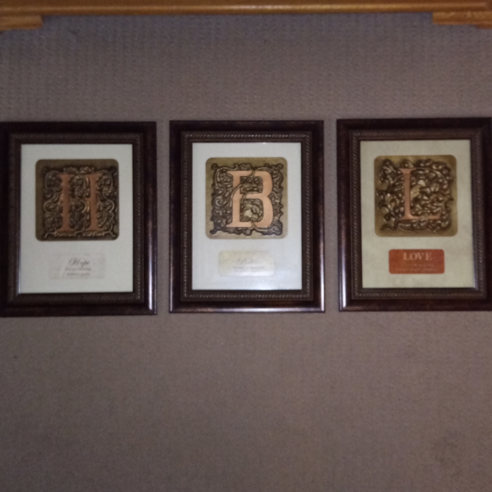 3 PC Set Picture Decor "Love- Believe - Hope" Ornate & Oil Rubbed Bronze…